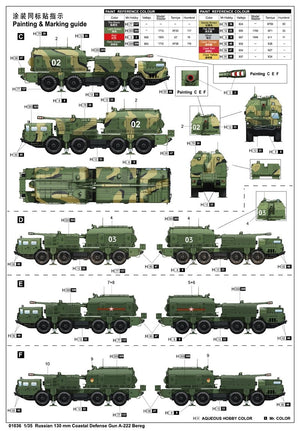 Trumpeter 01036 Russian 130mm Coastal Defense Gun A-222 Bereg 1/35 – immagine 2