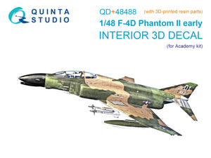 Quinta Studio QD+48488 F-4D early Phantom II 3D-Printed &amp;amp; coloured Interior on decal paper (Academy) (with 3D-printed resin parts) 1/48