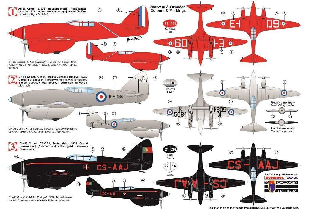 Kozavody Prostejov KPM0101 DH-88 Comet in RAF and Foreign Service 1/72 – immagine 2