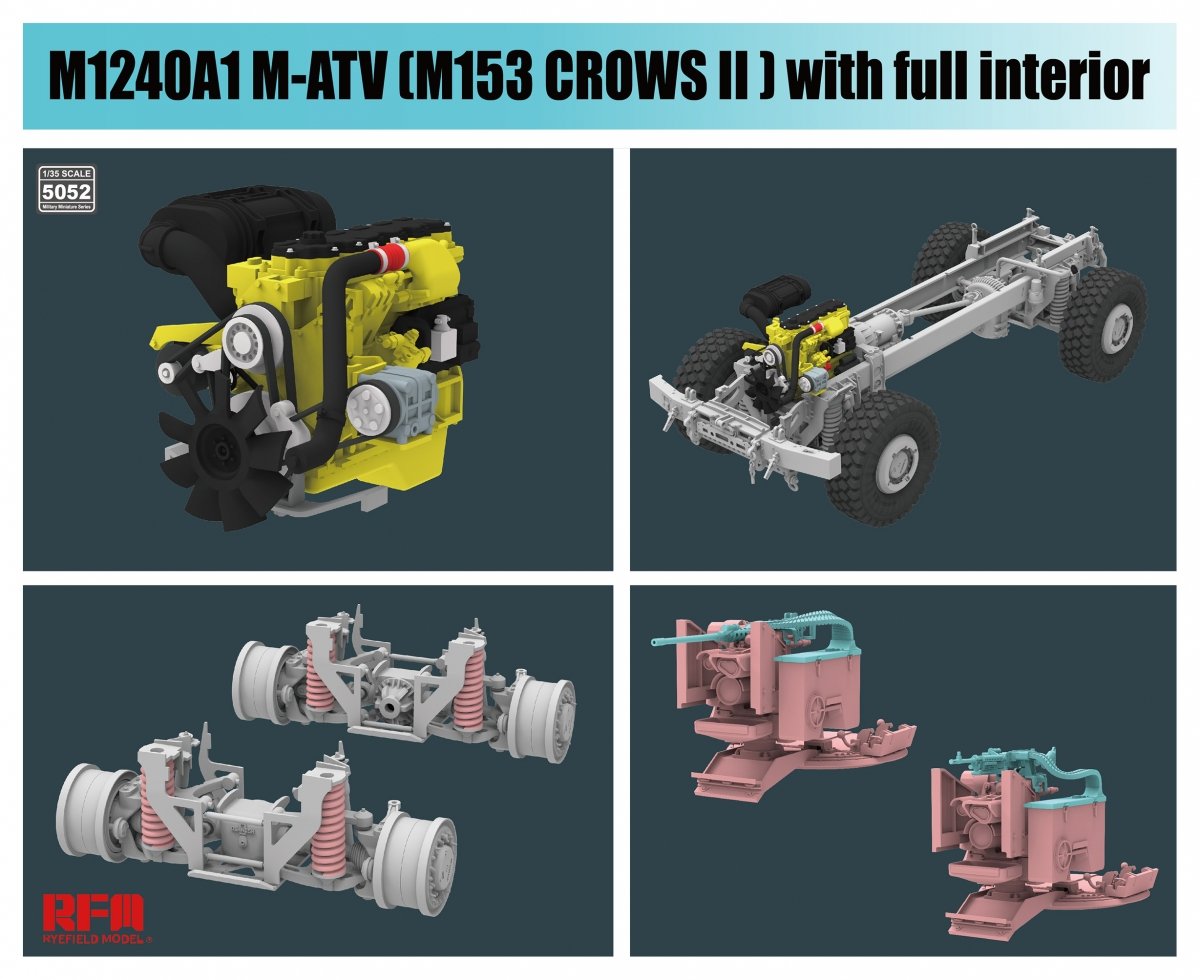 Maquette Rye Field 5052 M1240A1 M-ATV M153 CROWS II avec intérieur complet, échelle 1/35 – image 3