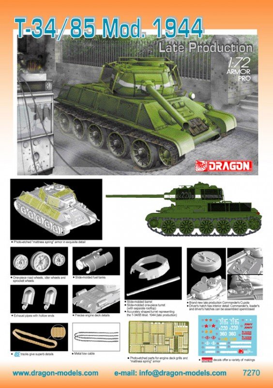 Dragon 7270 T-34/85, mod.1944 late (1/72) – image 2