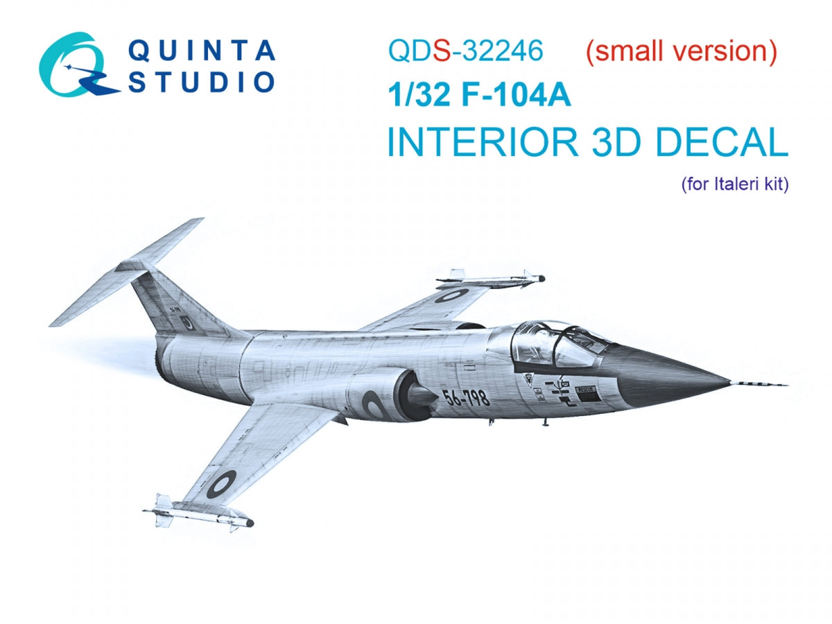 Quinta Studio QDS-32246 F-104A 3D-Printed &amp;amp; coloured Interior on decal paper (Italeri) (Small version) 1/32