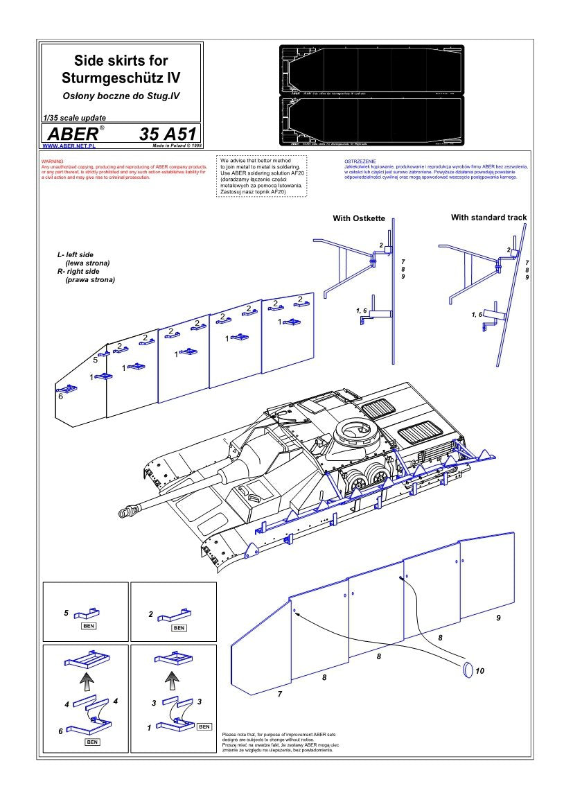 Aber 35A051 Caches latéraux pour Sturmgeschutz IV (1/35) – image 4
