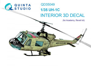 Intérieur imprimé en 3D et coloré sur papier décalcomanie Quinta Studio QD35049 UH-1C (Academy) 1/35