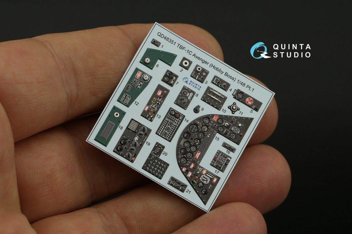 Quinta Studio QD48351 TBF-1C 3D-Printed &amp;amp; coloured Interior on decal paper (Hobby Boss) 1/48 – immagine 3