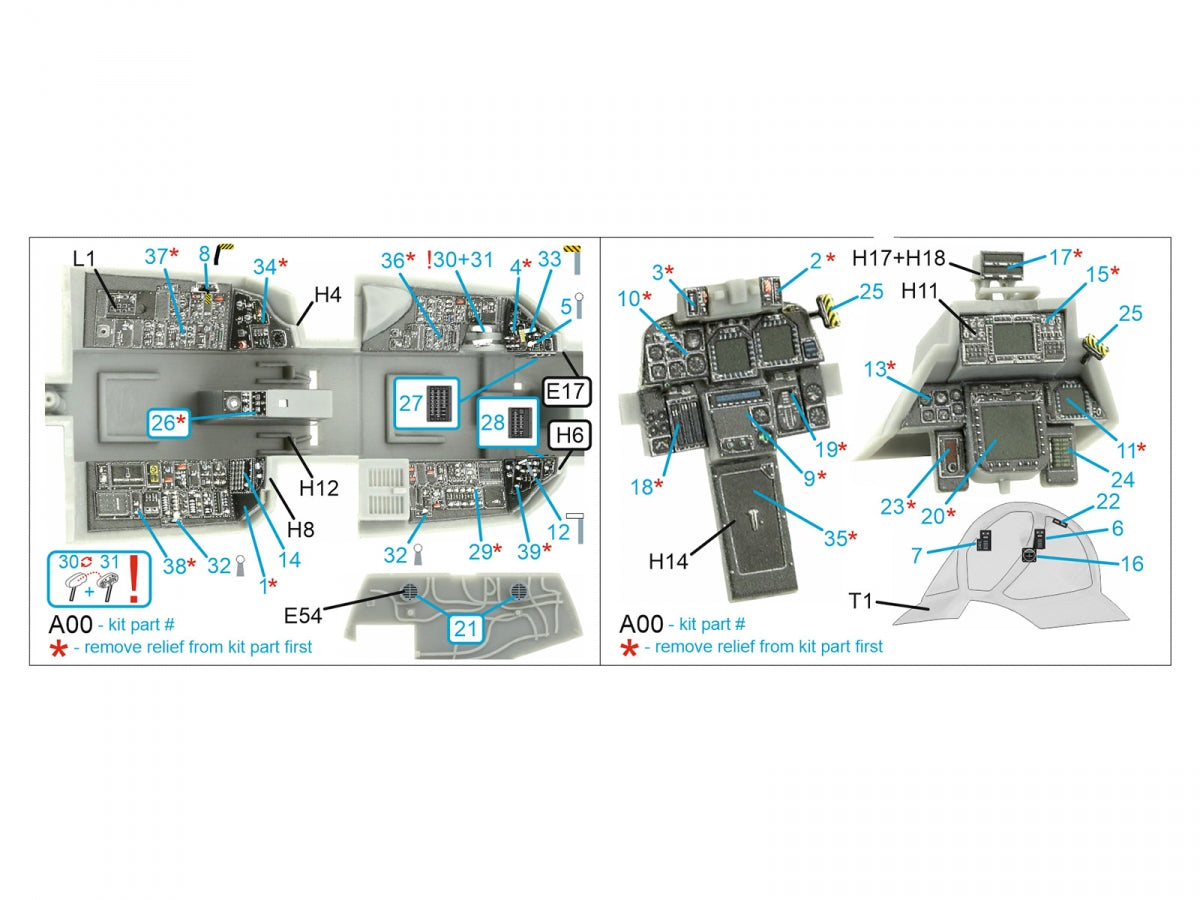 Quinta Studio QDS-48405 F-14D 3D-Printed &amp;amp; coloured Interior on decal paper (Hobby Boss) (Small version) 1/48 – immagine 2