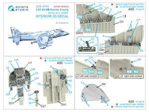 Intérieur imprimé en 3D et coloré sur papier décalcomanie Quinta Studio QDS-32193 AV-8B Harrier II (petit modèle) (Trumpeter) (petit) 1/32 – image 2
