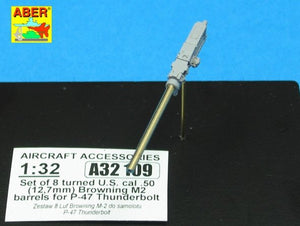 Aber A32109 Set of 8 turned cal .50 (12,7mm) U.S. Browning M2 barrels for P-47 Thunderbolt 1/32 – immagine 4