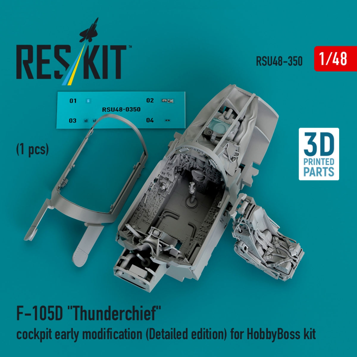 RESKIT RSU48-0350 F-105D &amp;quot;Thunderchief&amp;quot; cockpit early modification (Detailed edition) for HobbyBoss kit (3D Printed) 1/48 – Bild 2