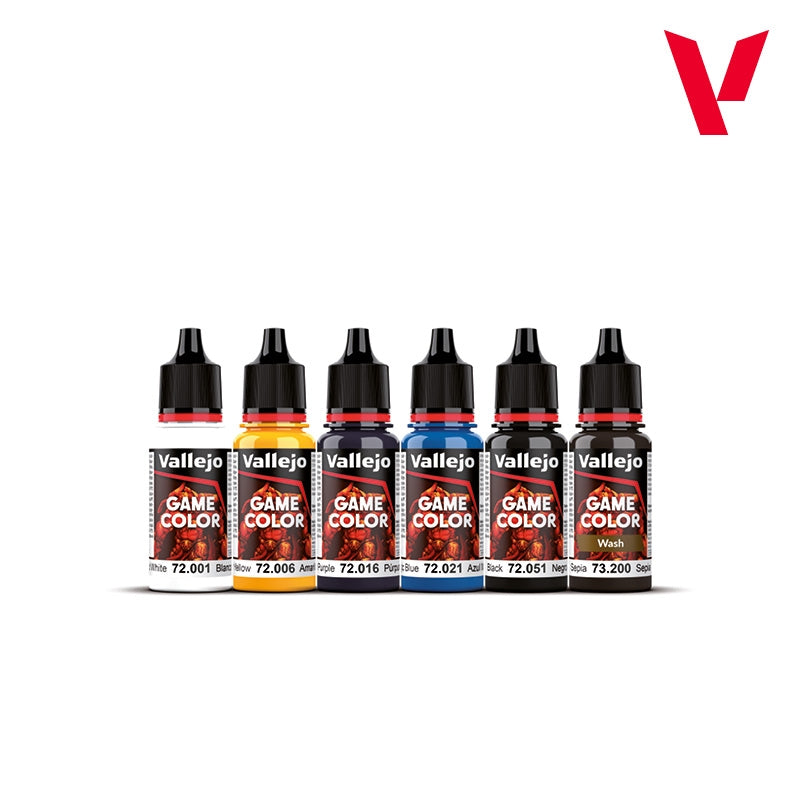 Vallejo 72206 Ultimate Miniature Set: Paint &amp; Brushes - Game Color 6x 18ml