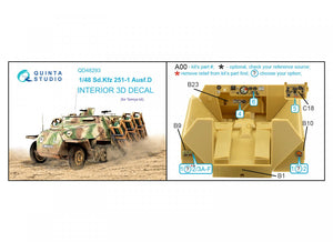 Quinta Studio QD48293 Sd.Kfz 251/1 Ausf.D 3D-Printed &amp;amp; colored Interior on decal paper (Tamiya) 1/48 – image 2