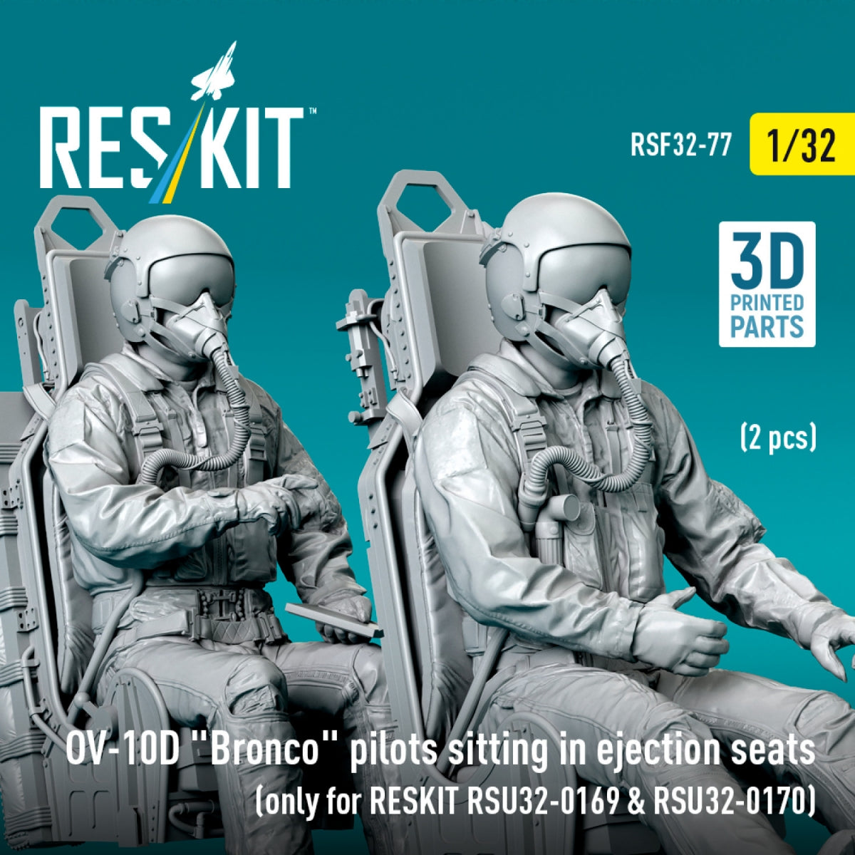 RESKIT RSF32-0077 OV-10D &amp;quot;Bronco&amp;quot; pilots sitting in ejection seats (2 pcs) (only for RESKIT RSU32-0169 &amp;amp; RSU32-0170) (3D Printed) 1/32 – immagine 2
