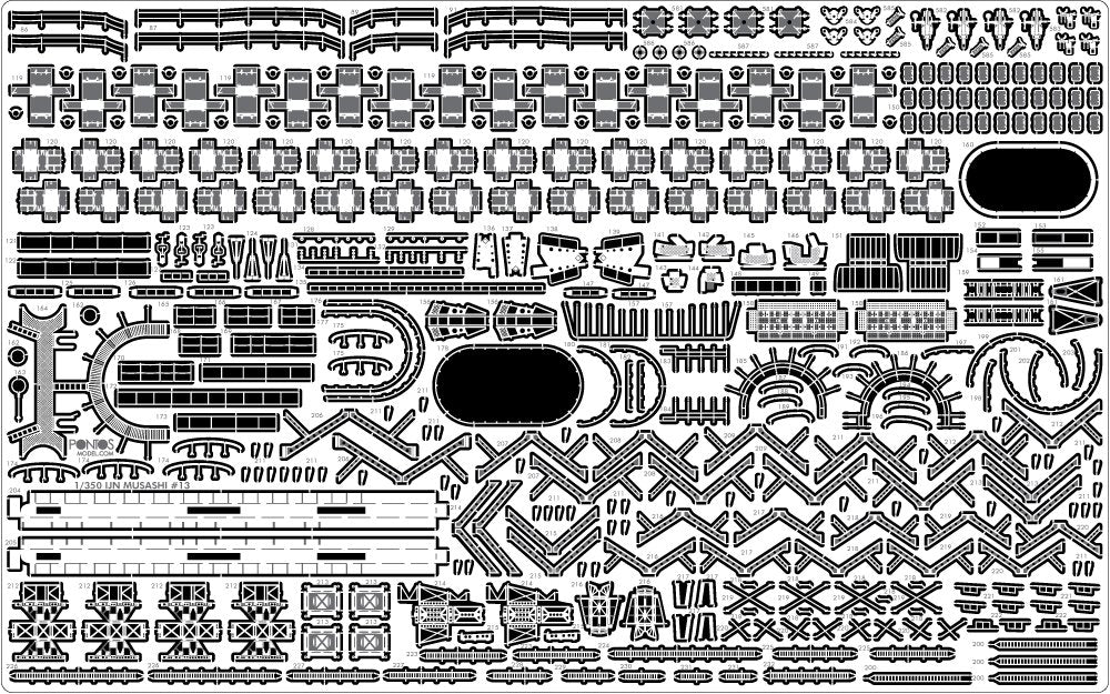 Pontos 37025FN IJN Musashi 1944 Detail up set Advanced Hinoki Tone Deck 1/350 – immagine 17