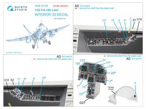 Quinta Studio QDS-32109 F/A-18C Late 3D-Printed &amp;amp; coloured Interior on decal paper (Academy) (Small version) 1/32 – immagine 6