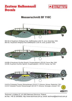 Techmod 48011 - Messerschmitt Bf 110C 1/48 – imagen 2