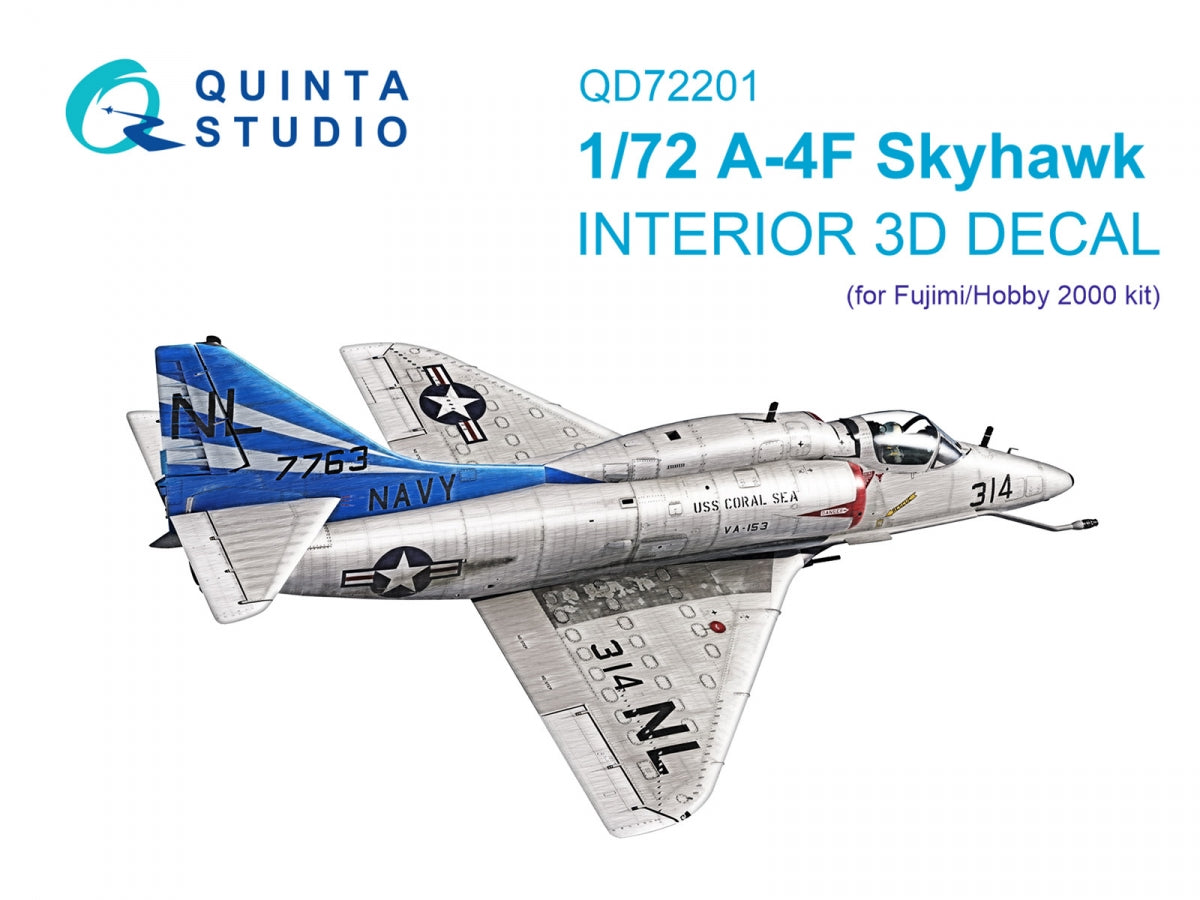 Quinta Studio QD72201 A-4F 3D-Printed & coloured Interior on decal paper (Fujimi/Hobby 2000) 1/72