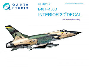 Quinta Studio QD48138 F-105D 3D-Printed &amp;amp; coloured Interior on decal paper (for HobbyBoss kit) 1/48