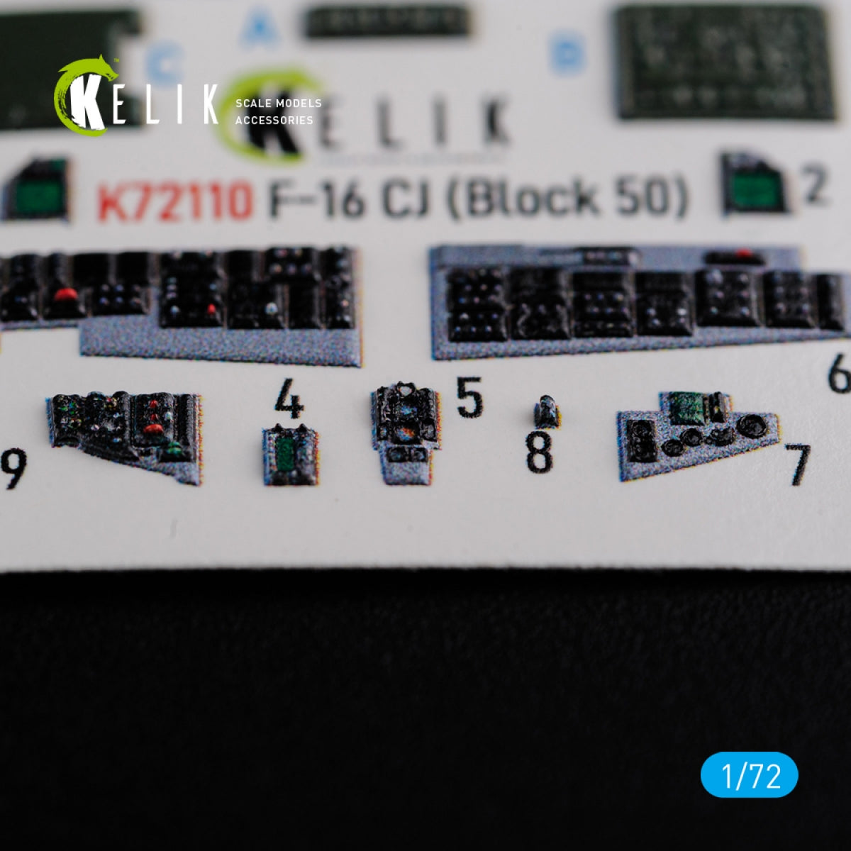 KELIK K72110 F-16 CJ (Block 50) interior 3D decals for Tamiya kit 1/72 – immagine 5