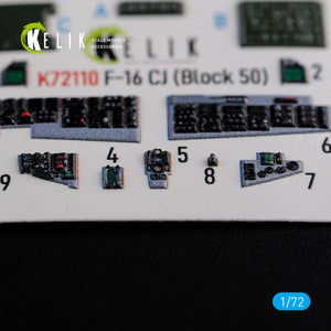 KELIK K72110 F-16 CJ (Block 50) interior 3D decals for Tamiya kit 1/72 – immagine 5