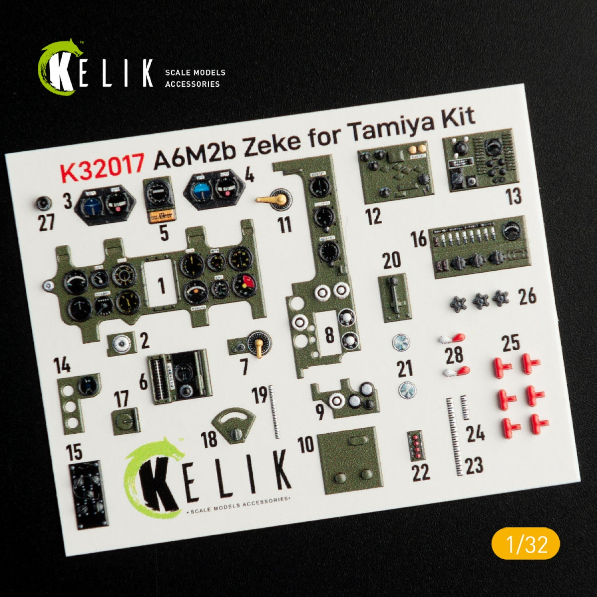 KELIK K32017 A6M2B ZEKE - INTERIOR 3D DECAL FOR TAMIYA KIT 1/32 – immagine 2