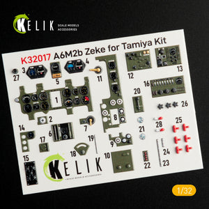 KELIK K32017 A6M2B ZEKE - INTERIOR 3D DECAL FOR TAMIYA KIT 1/32 – immagine 2