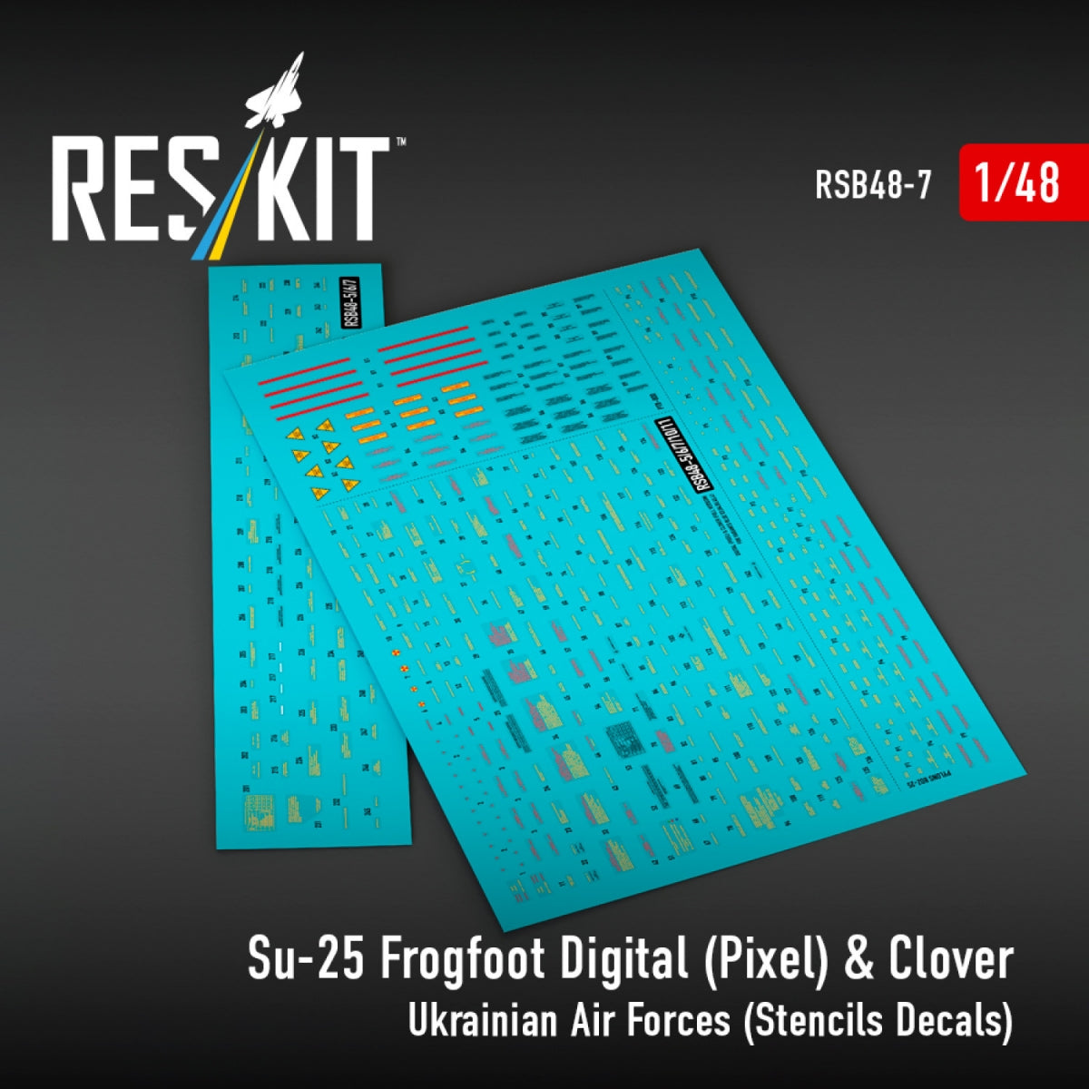 RESKIT RSB48-0007 Su-25 Frogfoot Digital (Pixel) &amp; Clover Ukrainian Air Forces (Stencils Decals)1/48