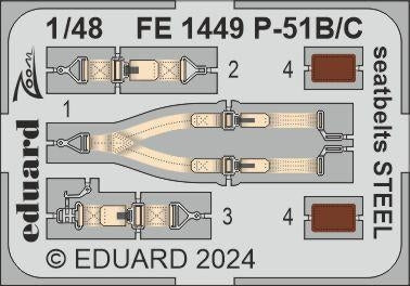 Ceintures de sécurité Eduard FE1449 P-51B/C en acier EDUARD 1/48