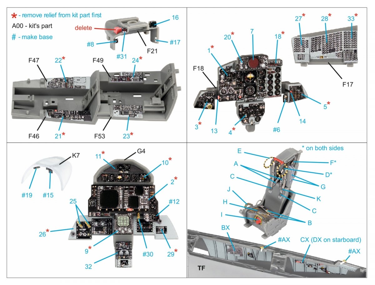 Quinta Studio QD48342 F-4G late 3D-Printed &amp;amp; coloured Interior on decal paper (Meng) 1/48 – immagine 2