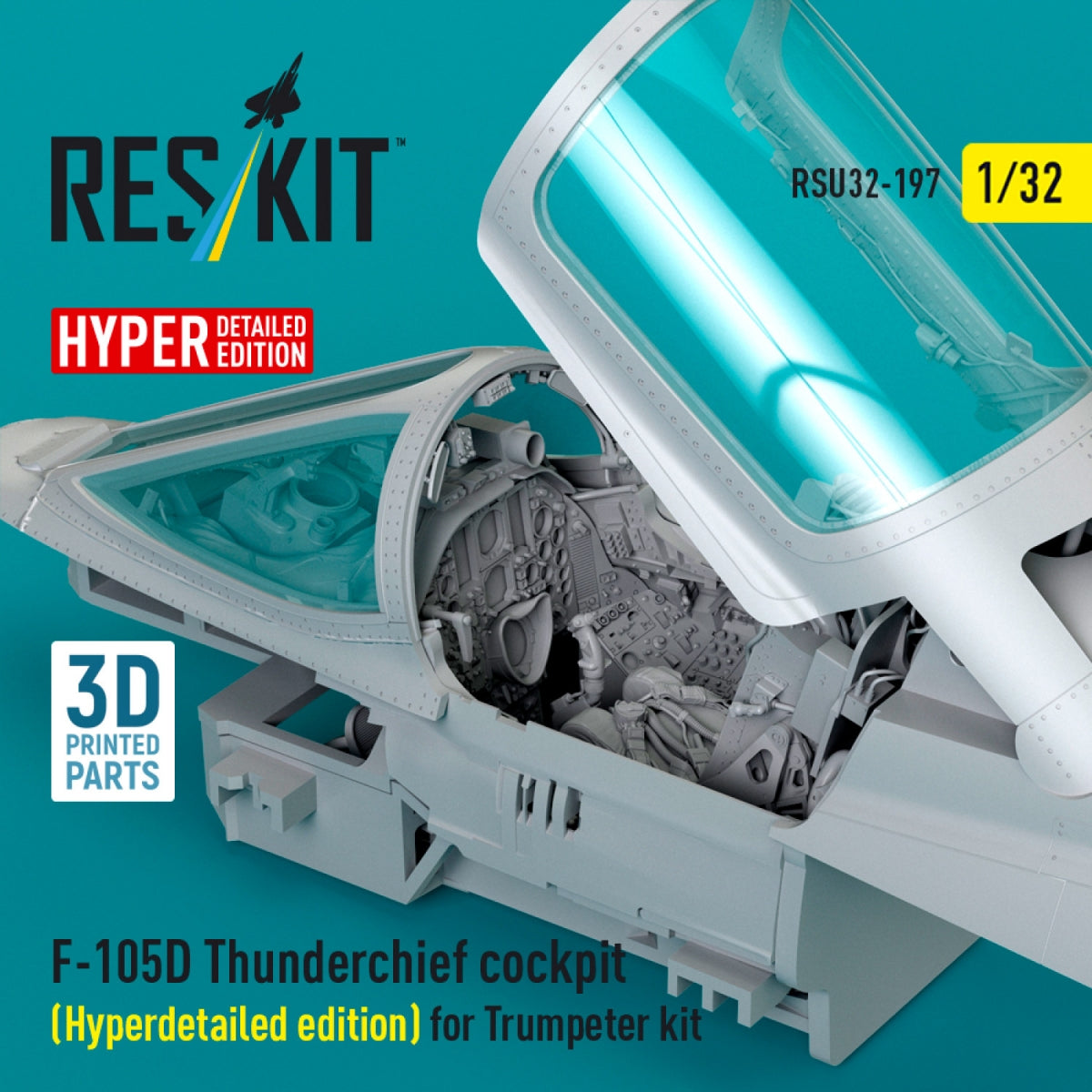 RESKIT RSU32-0197 F-105D Thunderchief cockpit (Hyperdetailed edition) for Trumpeter kit (3D Printed) 1/32