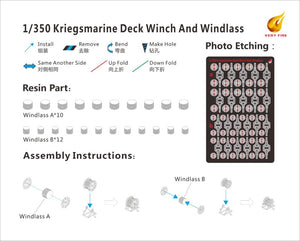 Very Fire DKM04 Kriegsmarine deck winch and windlass 2 types (22 sets) 1/350 – imagen 2