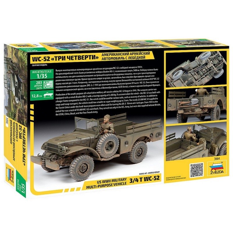 Zvezda 3664 US WWII Military Multi-Purpose Vehicle 3/4t Dodge WC-52 1/35 – immagine 2