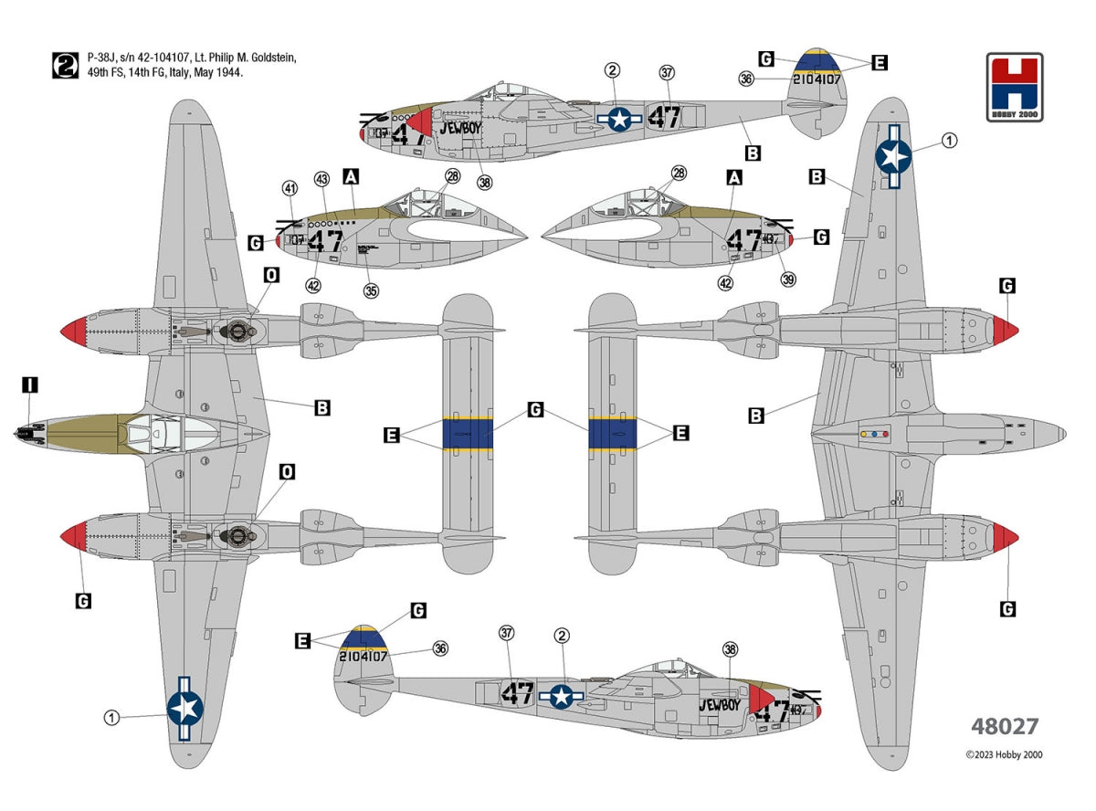 Hobby 2000 48027 P-38J Lightning ETO 1944 (ACADEMY+ CARTOGRAF + MASKI) 1/48 – Bild 3