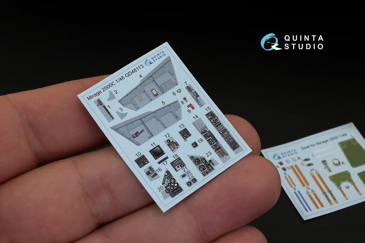 Quinta Studio QD48113 Mirage 2000C 3D-Printed &amp;amp; coloured Interior on decal paper (for Kinetic kit) 1/48 – immagine 3