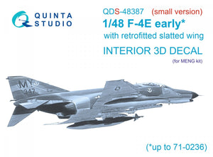 Quinta Studio QDS-48387 F-4E early with slatted wing 3D-Printed &amp;amp; coloured Interior on decal paper (Meng) (Small version) 1/48