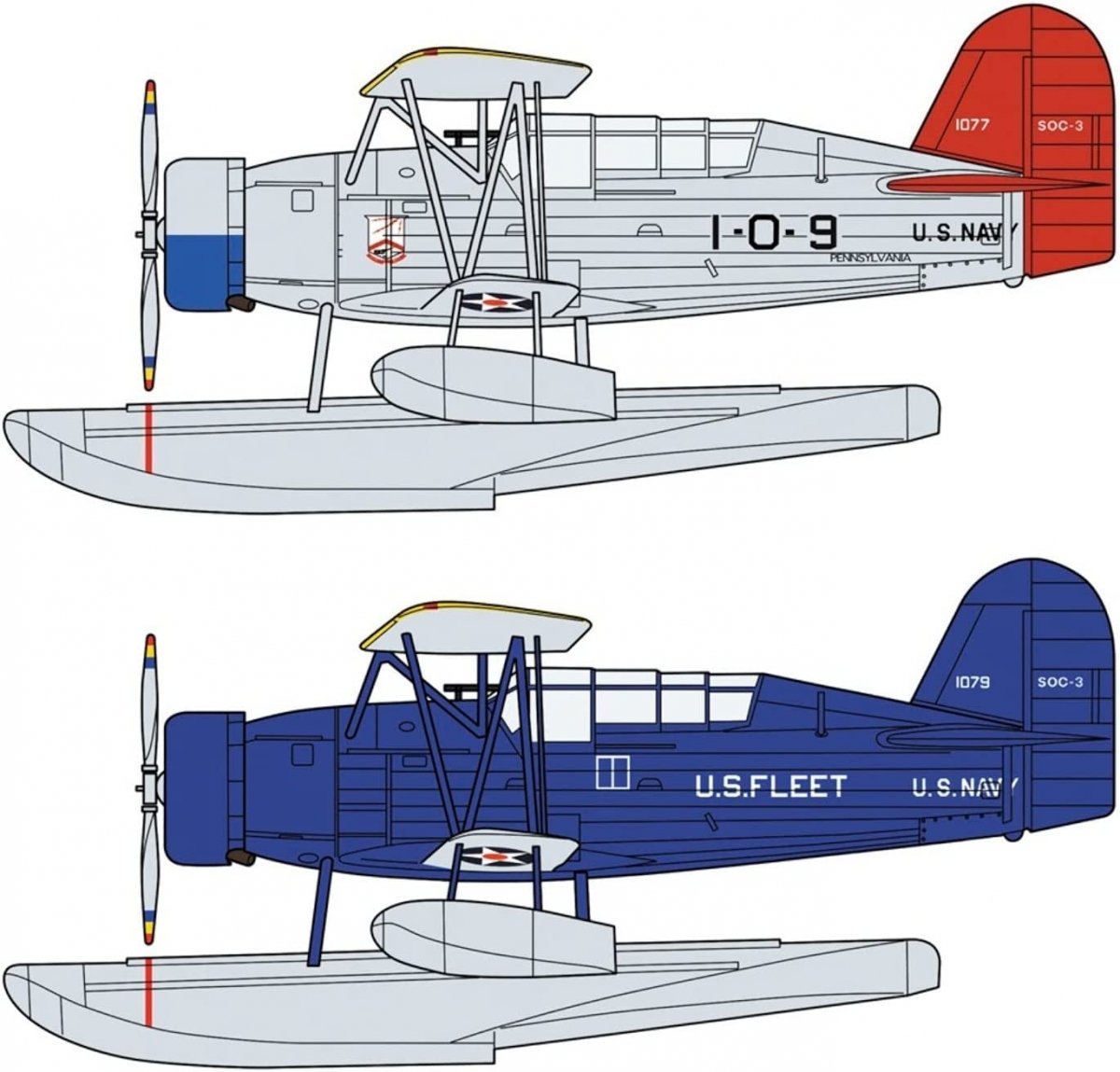 Hasegawa 02394 SOC-3 Seagull Seaplane Battleship USS Pennsylvania 1/72 – immagine 3
