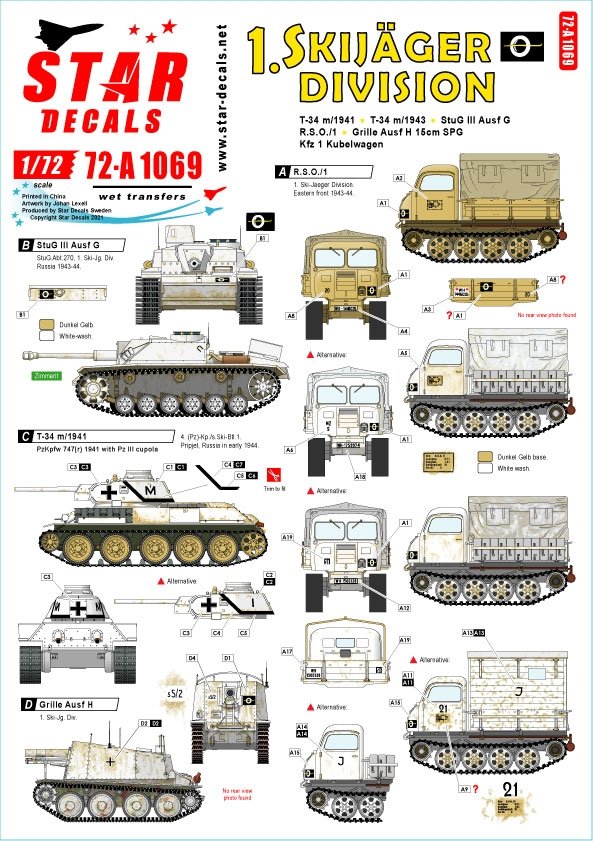 Star Decals 72-A1069 1. Skijäger Division. 1/72