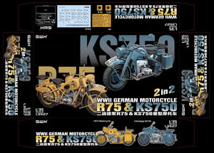 Great Wall Hobby L3527 Motos allemandes de la Seconde Guerre mondiale R75 et KS750 2 en 2 1/35 – image 6
