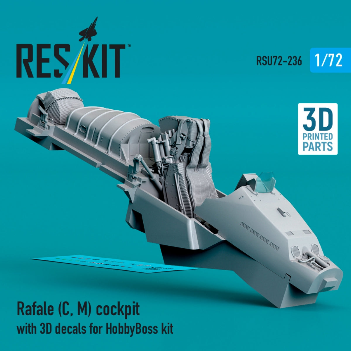 RESKIT RSU72-236 Rafale (C, M) cockpit with 3D decals for HobbyBoss kit (3D Printed) 1/72 – immagine 2