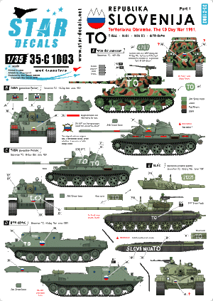 Star Decals 35-C1003 TO (Frontière territoriale). M36B2 Jackson. T-55A (polonais), T-55A (russe), M-84, BTR-50PK 1/35