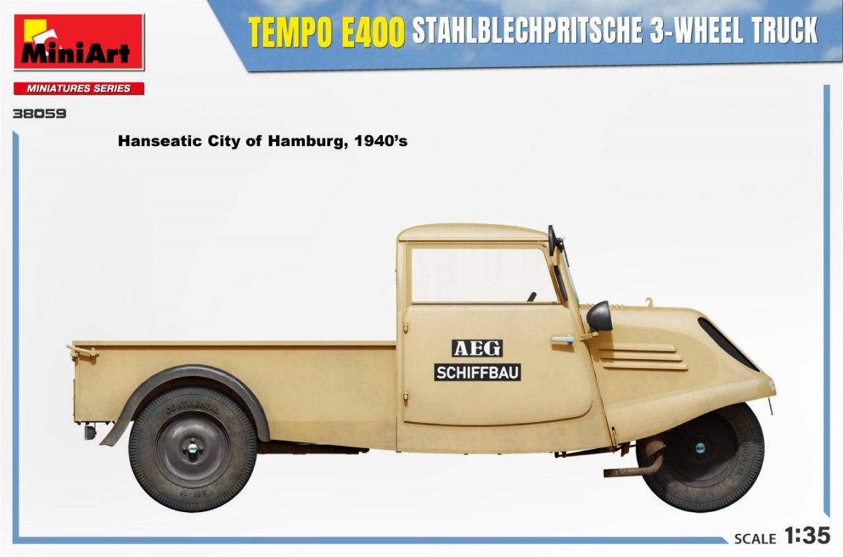 MiniArt 38059 TEMPO E400 STAHLBLECHPRITSCHE 3-WHEEL TRUCK 1/35 – Bild 6