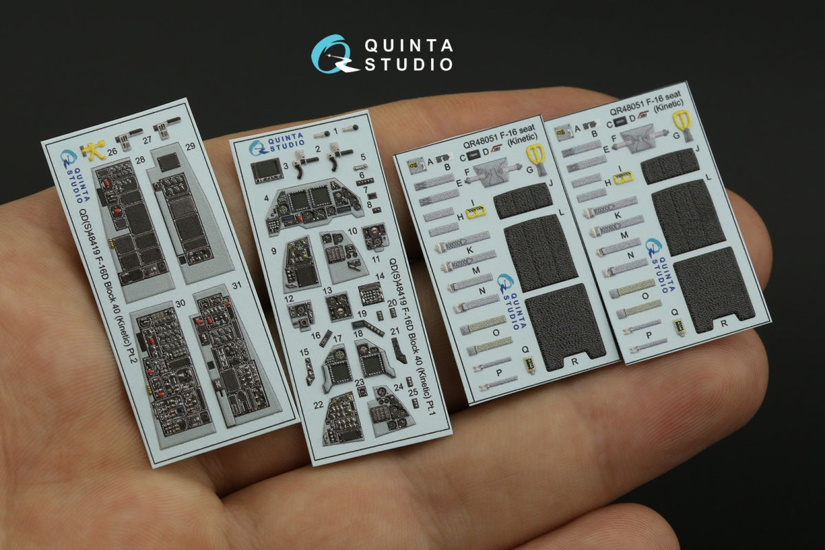Quinta Studio QD48419 F-16D block 40 3D-Printed &amp;amp; coloured Interior on decal paper (Kinetic 2022 tool) 1/48 – immagine 4