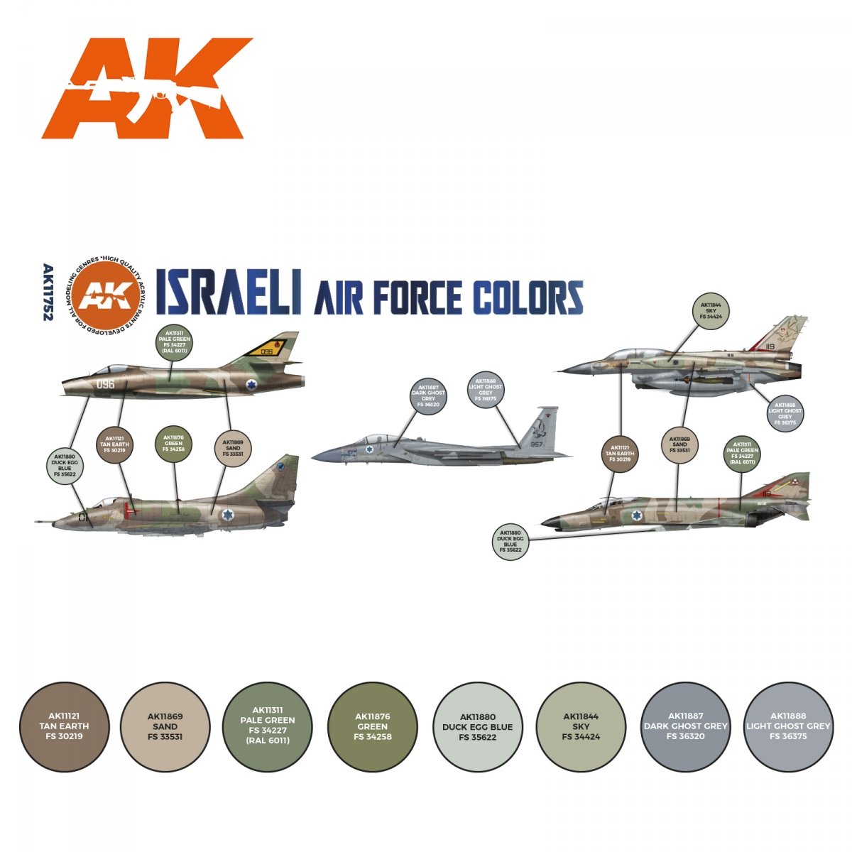 AK Interactive AK11752 ISRAELI AIR FORCE COLORS 8x17 ml – immagine 2