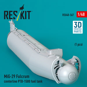 RESKIT RSU48-0567 MiG-29 Fulcrum centerline PTB-1500 fuel tank (1 pcs) (3D Printed) 1/48