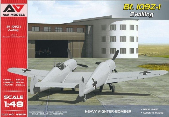 Maquette A&amp;A Models 4809 Messerschmitt Bf. 109Z-1 Zwilling Chasseur-Bombardier lourd 1/48