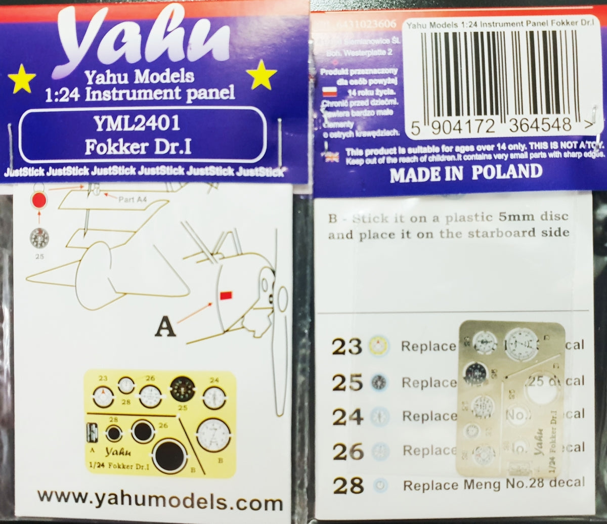 Yahu YML2401 Fokker Dr.I for Meng 1/24