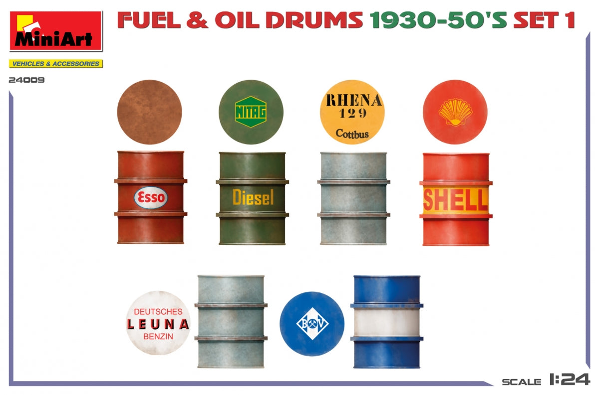 MiniArt 24009 FUEL OIL DRUMS 1930-50’S SET 1. GERMAN TYPE 1/24 – immagine 3