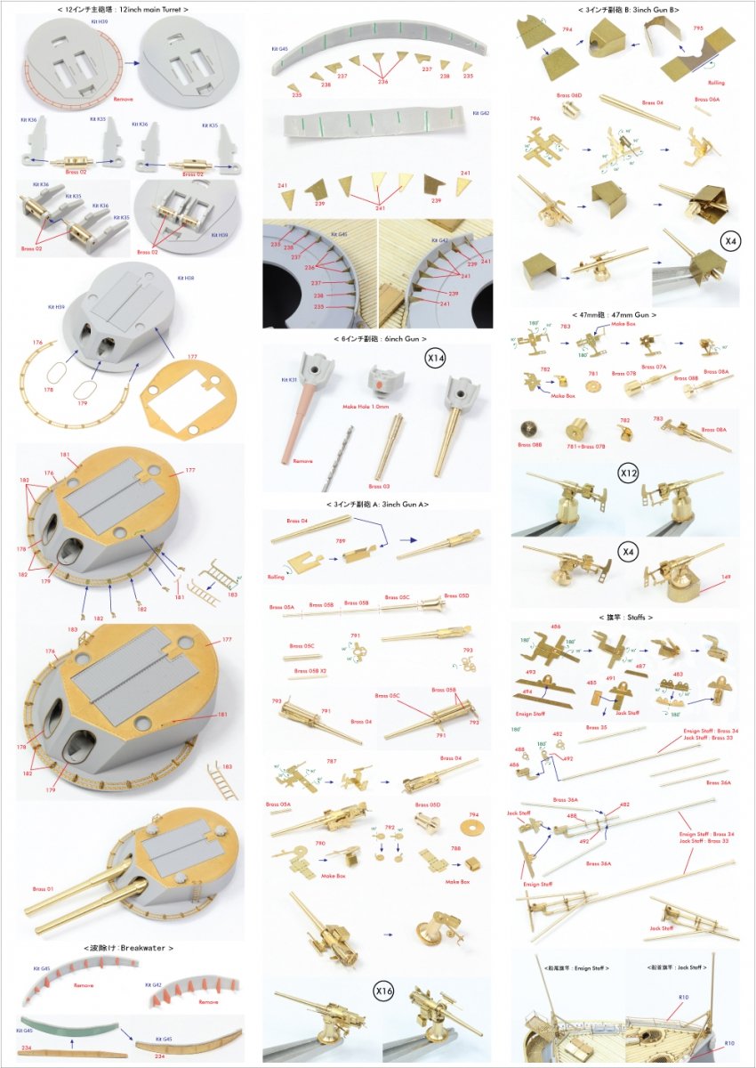 Pontos 23008F1 IJN MIKASA 1905 Detail Up Set 1/200 – immagine 17
