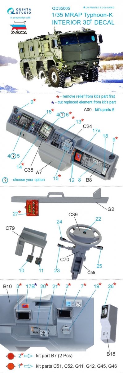 Quinta Studio QD35005 MRAP Typhoon-K 3D-Printed &amp;amp; coloured Interior on decal paper (for Zvezda kits) 1/35 – imagen 8