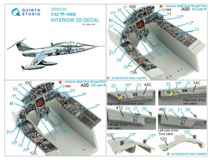 Quinta Studio QD32130 TF-104G 3D-Printed &amp;amp; coloured Interior on decal paper (Italeri) 1/32 – Bild 2