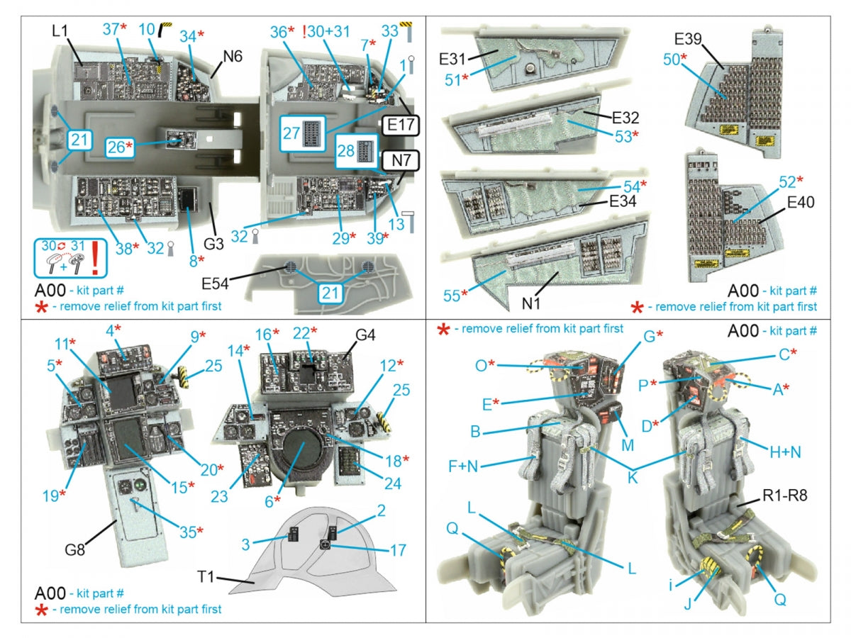 Quinta Studio QD48395 F-14A 3D-Printed &amp;amp; coloured Interior on decal paper (Hobby Boss) 1/48 – imagen 2